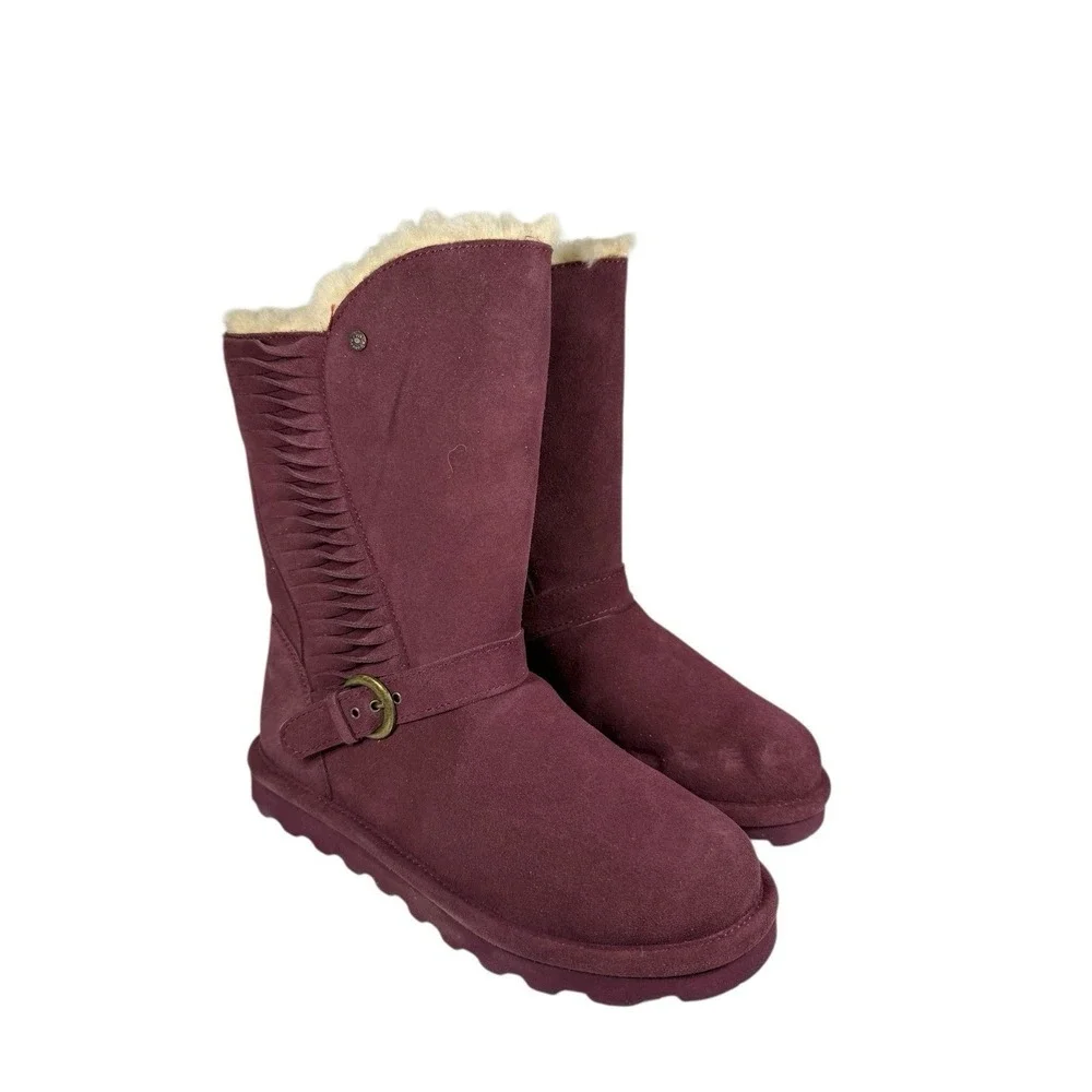 BEARPAW Journee Suede Women's Boots-Wine-Size 7 No Box